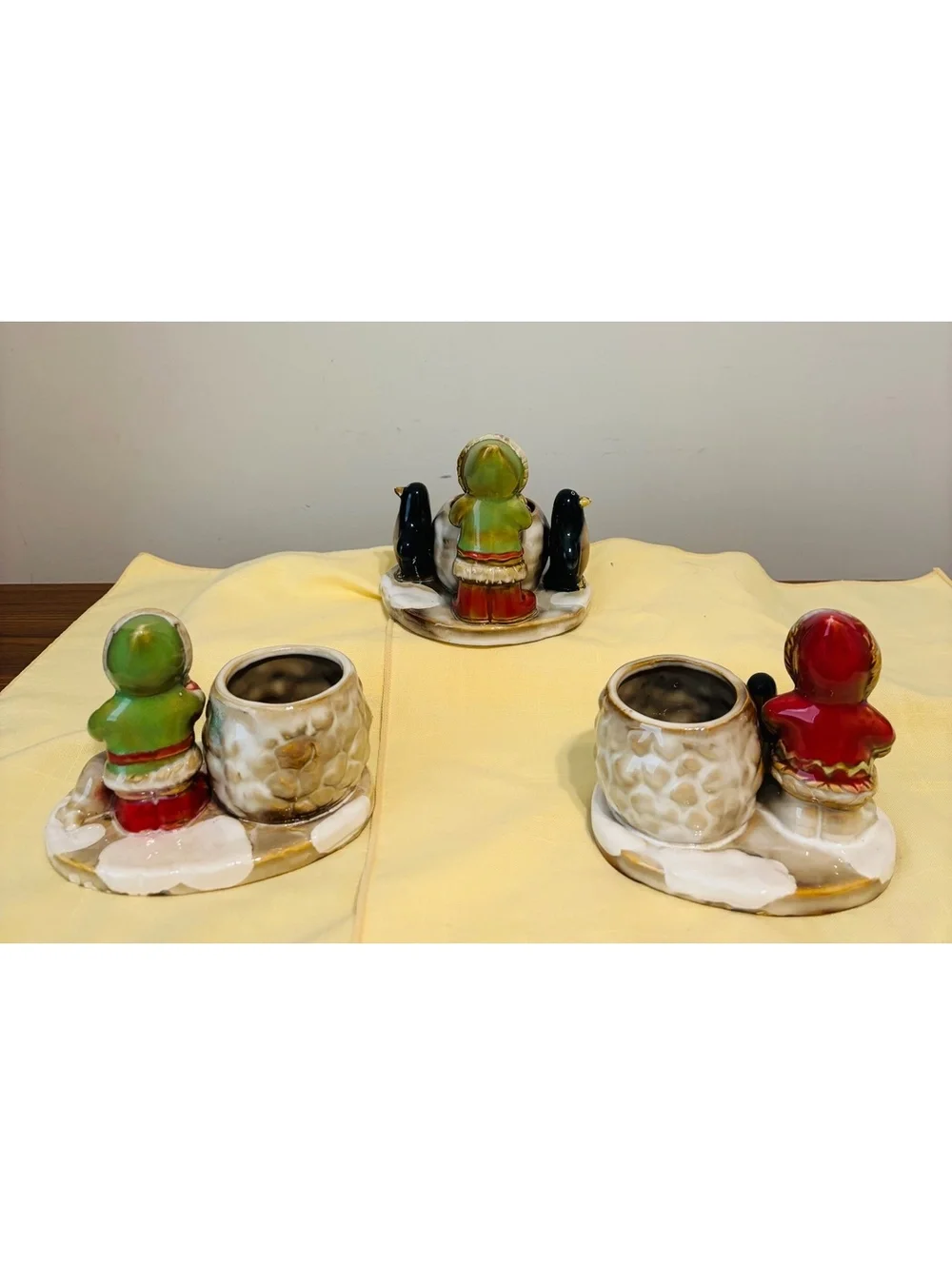 2003 Retired 3 Ceramic Candle Holder Designer Ronnie Walker Penguin Eskimo Seal